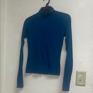 Elegant Blue Long Sleeve Women's Top